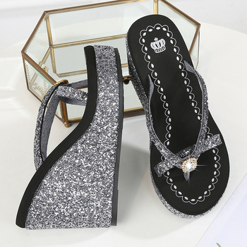 Ženske sandale s klinom i visokim petama te Sequined rhinestones, gornji dio Ultrafilm koža, potplat Beef Tendon, prozračne, lagane, protuklizne