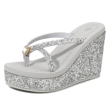 Ženske sandale s klinom i visokim petama te Sequined rhinestones, gornji dio Ultrafilm koža, potplat Beef Tendon, prozračne, lagane, protuklizne