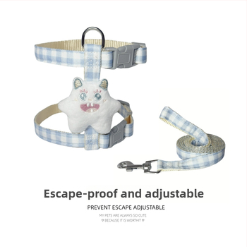 Lesă și ham pentru pisici, în formă de I, anti-evadare - nailon