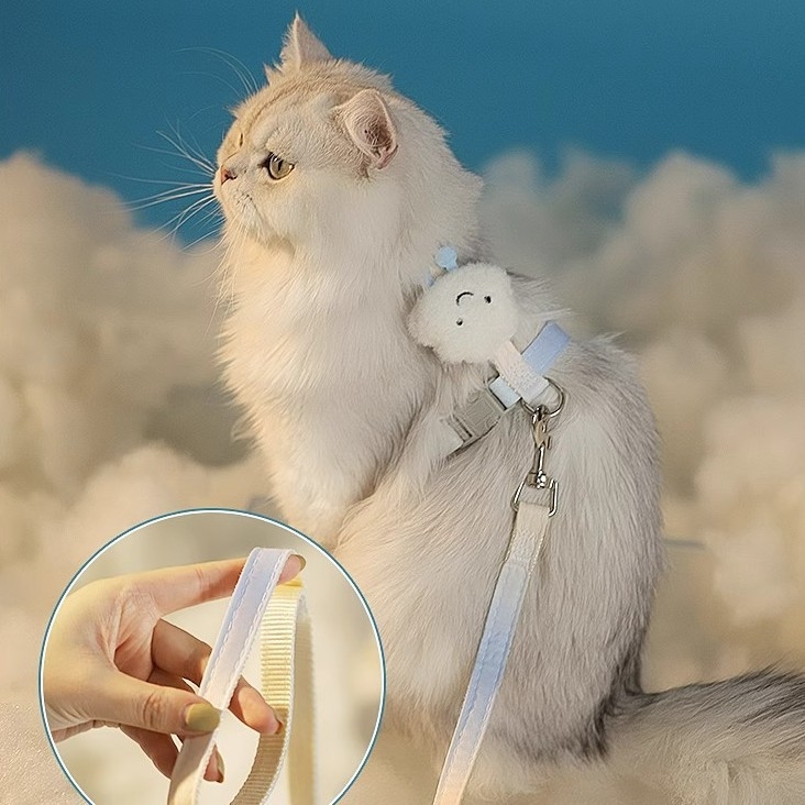 Lesă și ham pentru pisici, în formă de I, anti-evadare - nailon