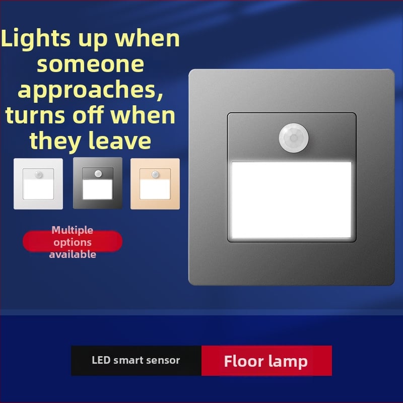 Φωτιστικό βήματος σκάλας με αισθητήρα κίνησης, ενσωματωμένος σχεδιασμός τύπου 86, LED φως βήματος, περίβλημα από PC, 220V