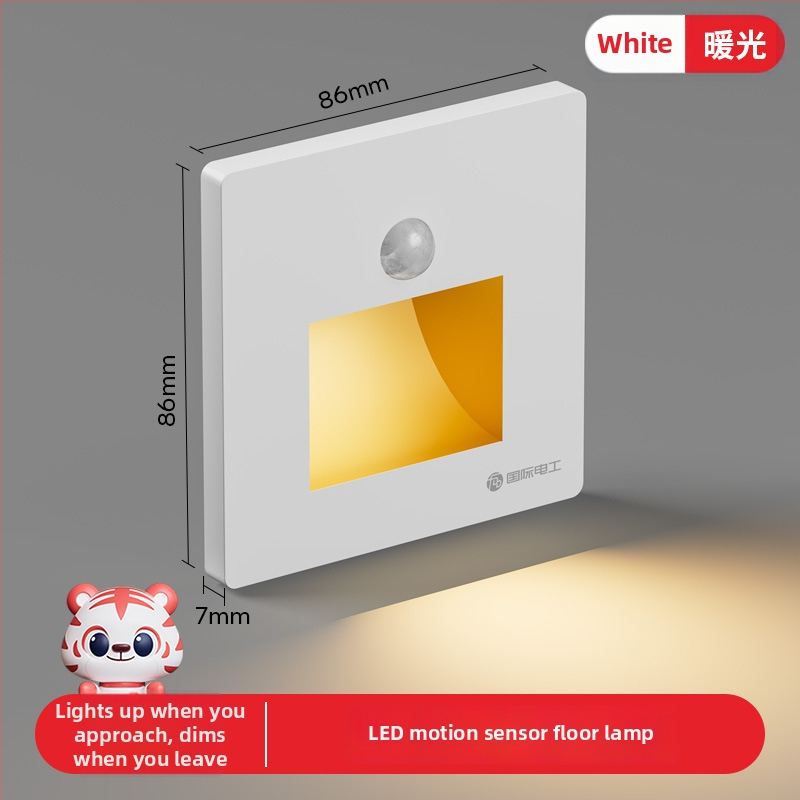 Φωτιστικό βήματος σκάλας με αισθητήρα κίνησης, ενσωματωμένος σχεδιασμός τύπου 86, LED φως βήματος, περίβλημα από PC, 220V