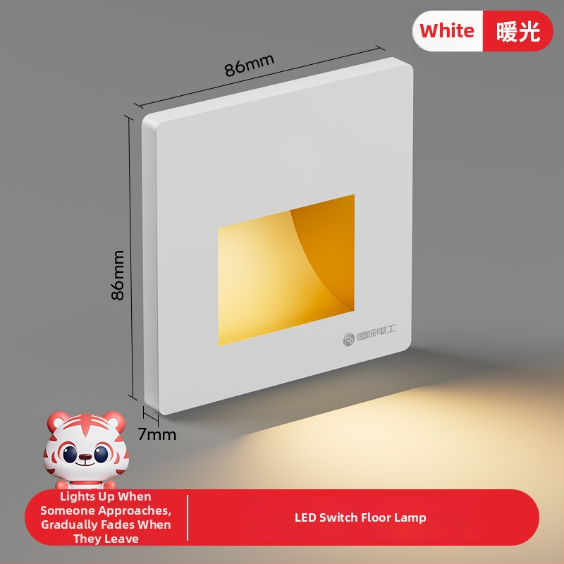 Φωτιστικό βήματος σκάλας με αισθητήρα κίνησης, ενσωματωμένος σχεδιασμός τύπου 86, LED φως βήματος, περίβλημα από PC, 220V