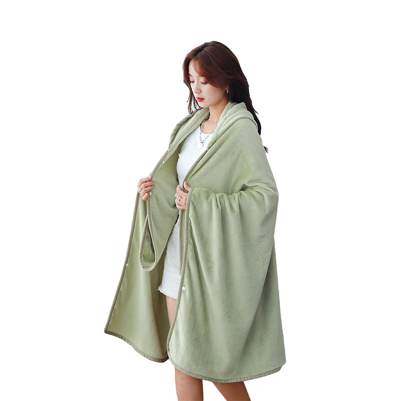 Flanel takaró lábszárvédővel irodai használatra, sál-stílusú fedés négy évszakos viselethez, ideális kollégiumi alvásra