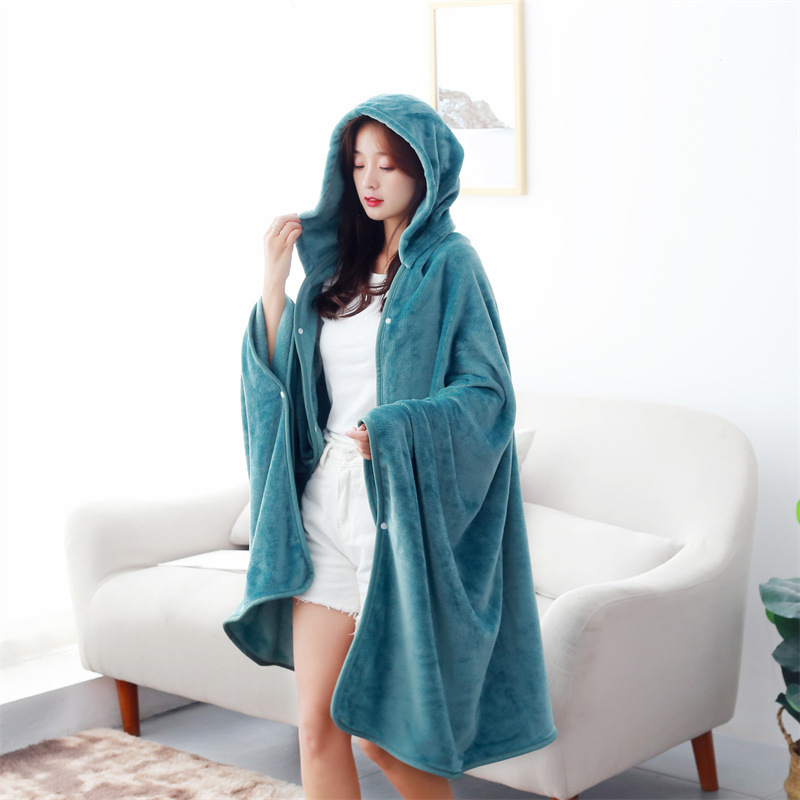 Flanel takaró lábszárvédővel irodai használatra, sál-stílusú fedés négy évszakos viselethez, ideális kollégiumi alvásra