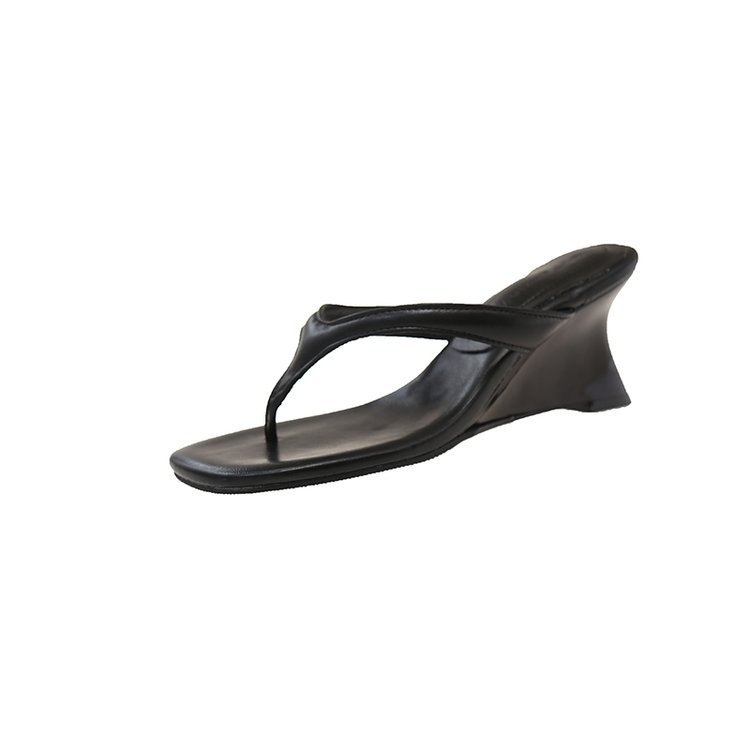 Sandale s klinom, otvoreni prst, kvadratni nos, gumeni potplat, korejski stil