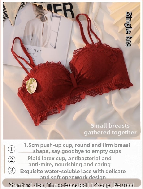 Δαντελένιο σουτιέν χωρίς μεταλλική ράβδο, 3/4 cup, μεσαίο σχήμα καλουπώματος, αφαιρούμενες διπλές τιράντες