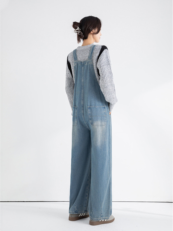 Trudnički džins kombinezon s trakama, širok kroj, pamuk 80–90%, korejski stil, proljeće 2024