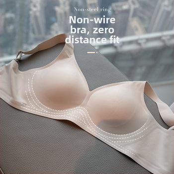 Sutien fără sârmă cu cupă completă, cupe modelate din latex, design subțire, bretele fixe duble, închidere la spate cu trei rânduri de cârlige