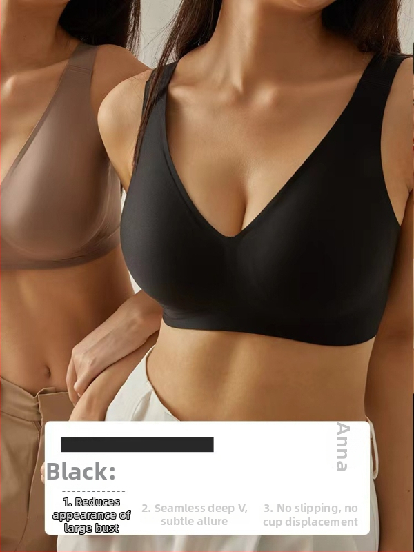 Sutien fără sârmă cu cupă completă, cupe modelate din latex, design subțire, bretele fixe duble, închidere la spate cu trei rânduri de cârlige