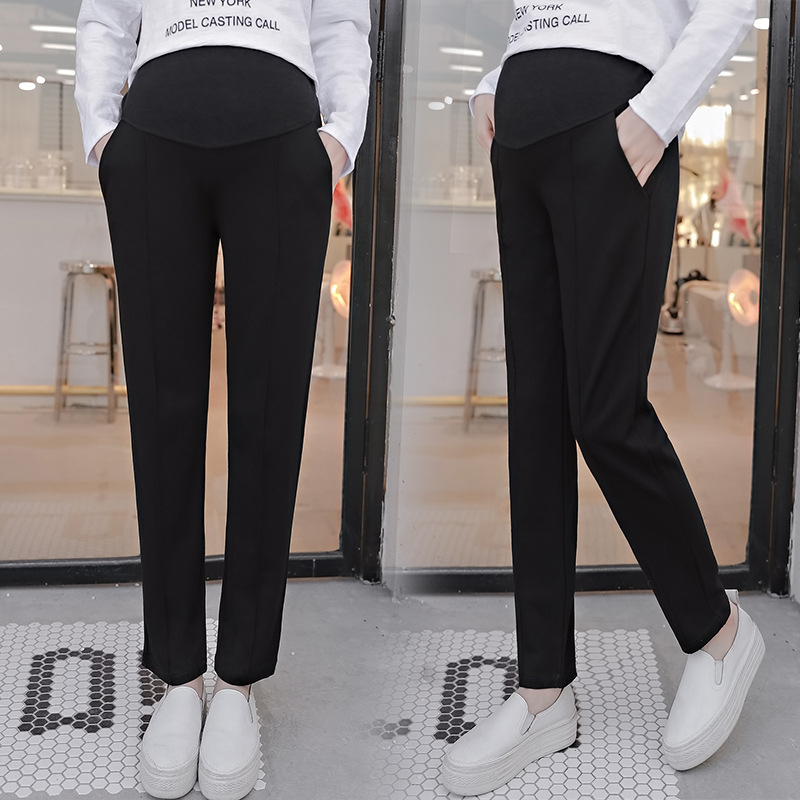 Jesenske hlače za trudnice – ravni kroj, široke nogavice, haremski stil, casual hlače za mame