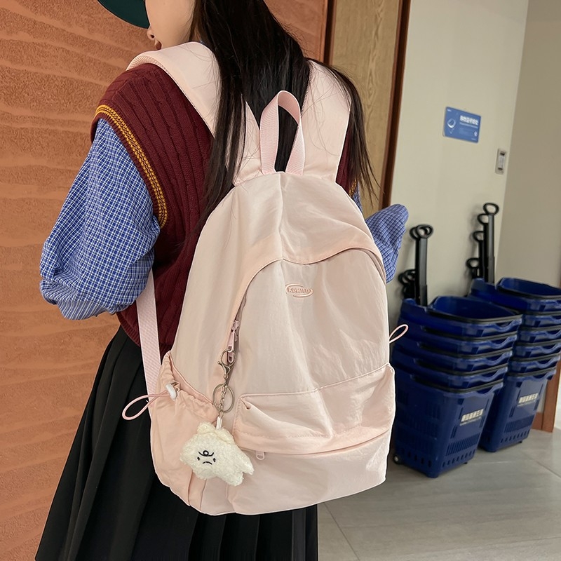 Unisex ruksak za školu i putovanje od najlona, jednobojan dizajn, korejskog stila, za 14-inčni laptop, 20–35 l, vodootporan, ljeto 2025