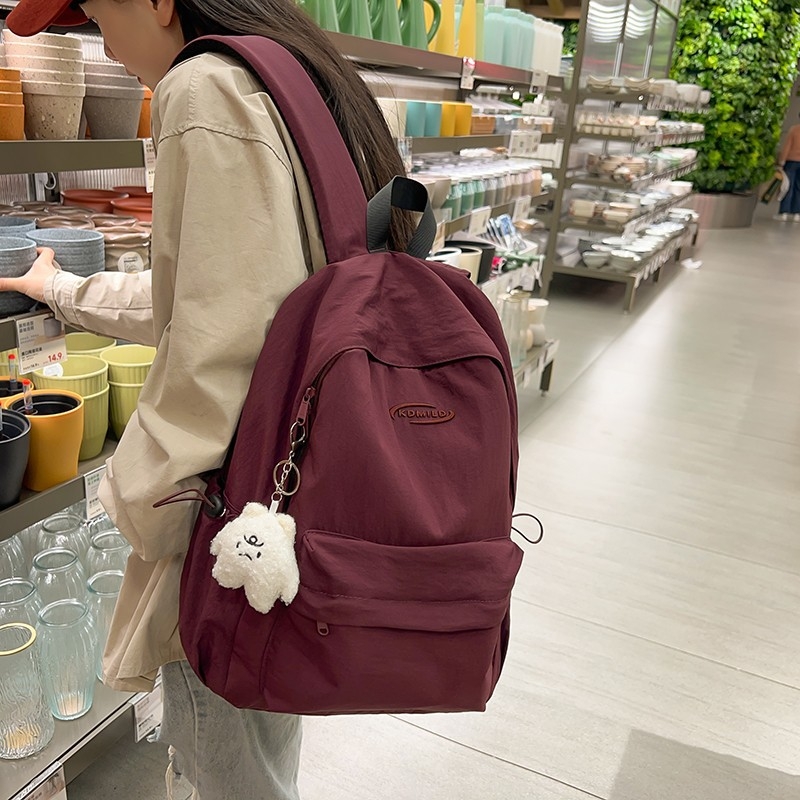 Unisex ruksak za školu i putovanje od najlona, jednobojan dizajn, korejskog stila, za 14-inčni laptop, 20–35 l, vodootporan, ljeto 2025