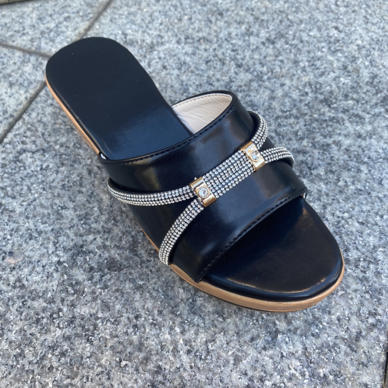 Ženske sandale s PU gornjim dijelom, gumeni potplat, slip-on, klinasti potpet 6–8 cm