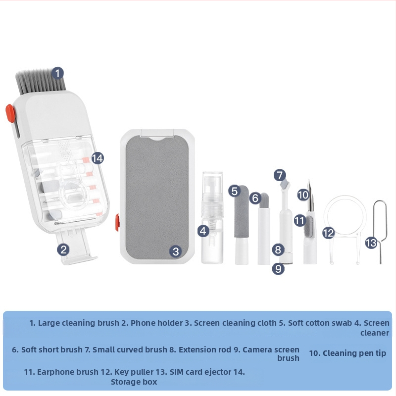 Q14 tisztító készlet, 14-in-1 ABS készlet laptopokhoz, okostelefonokhoz és tabletekhez