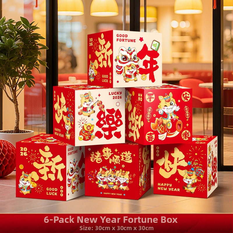 Helyszínelrendezési dekorrekvizitek – halmozott doboz dekoráció, papír és zászlóanyag, kínai/modern/újévi stílus, Tavaszi Fesztivál és Újév számára