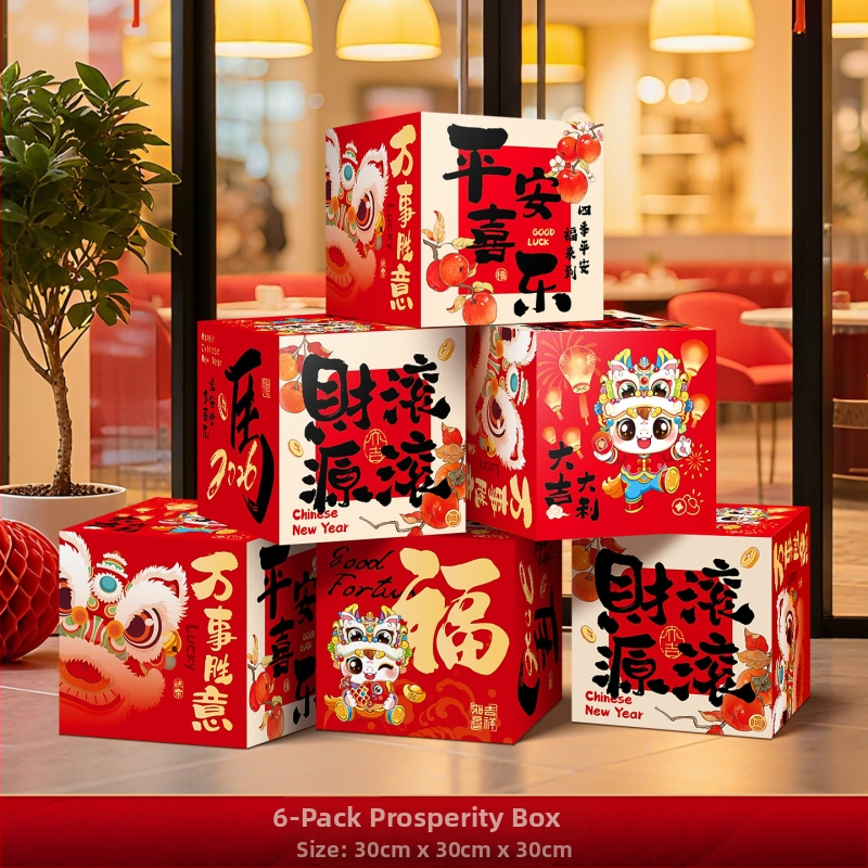 Helyszínelrendezési dekorrekvizitek – halmozott doboz dekoráció, papír és zászlóanyag, kínai/modern/újévi stílus, Tavaszi Fesztivál és Újév számára