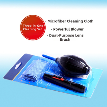 Kamera tisztító készlet: lencsetisztító kendő, lencse toll és légfúvó (OEM feldolgozás)