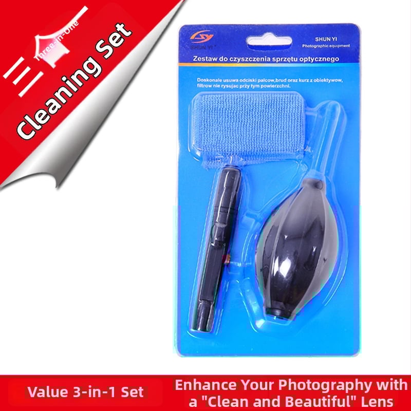 Kamera tisztító készlet: lencsetisztító kendő, lencse toll és légfúvó (OEM feldolgozás)