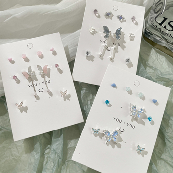 Naušnice: lagani vilinski stil s leptir motivom i rhinestones, cinkova legura, elektroplatiranje, brend Youmi