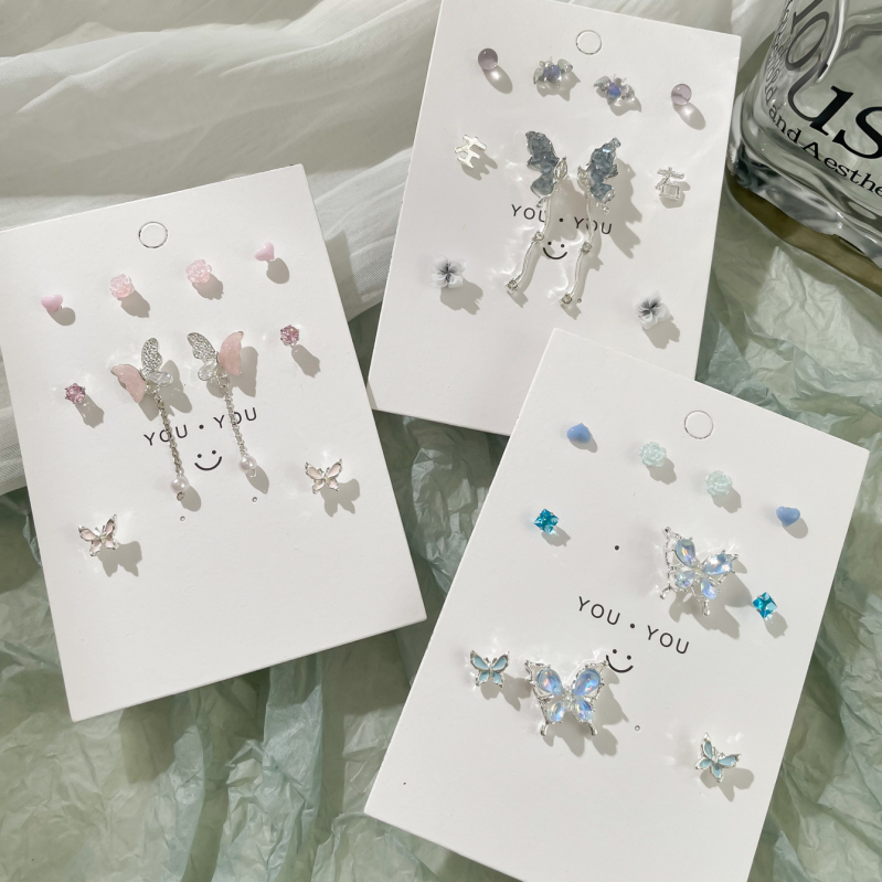 Naušnice: lagani vilinski stil s leptir motivom i rhinestones, cinkova legura, elektroplatiranje, brend Youmi