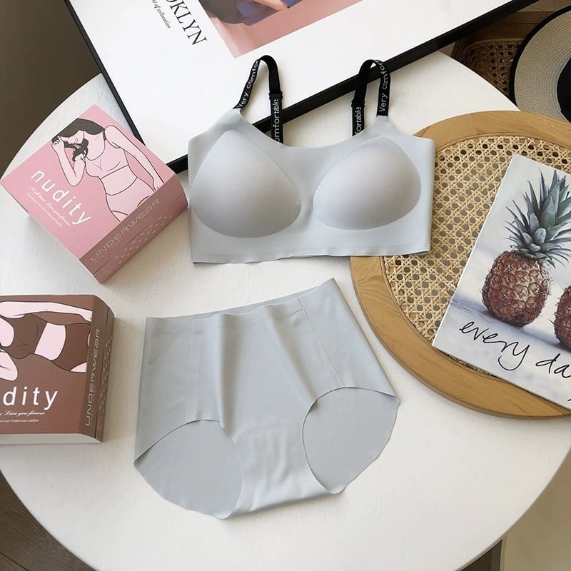 Set grudnjaka s mekanom podrškom, 3/4 šalica, oblikovan grudnjak od spužve, fiksne dvostruke naramenice, nevidljiv i prozračan najlon