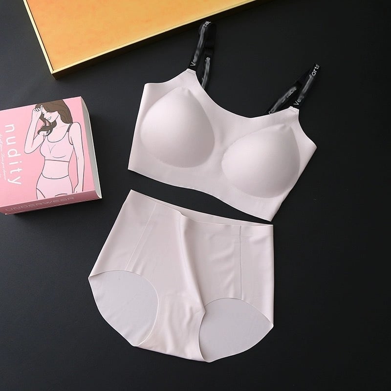 Set grudnjaka s mekanom podrškom, 3/4 šalica, oblikovan grudnjak od spužve, fiksne dvostruke naramenice, nevidljiv i prozračan najlon