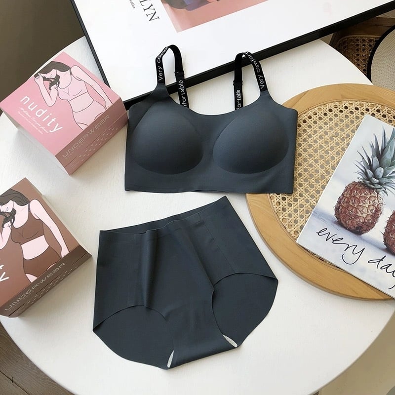 Set grudnjaka s mekanom podrškom, 3/4 šalica, oblikovan grudnjak od spužve, fiksne dvostruke naramenice, nevidljiv i prozračan najlon