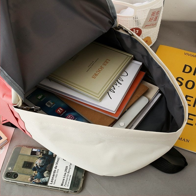 Set de patru rucsaci școlari din nylon, cu model anime, bretele cu pernă de aer, pentru elevi gimnaziu, logo personalizat