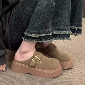 Slip-On mule s debelim đonom za povećanje visine | PU gornji dio, pjenasti đon, lagane, protuklizne, proljeće 2024, ležerni stil