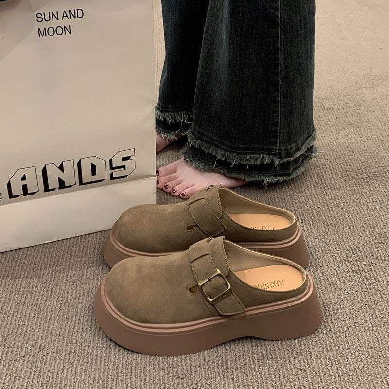 Slip-On mule s debelim đonom za povećanje visine | PU gornji dio, pjenasti đon, lagane, protuklizne, proljeće 2024, ležerni stil