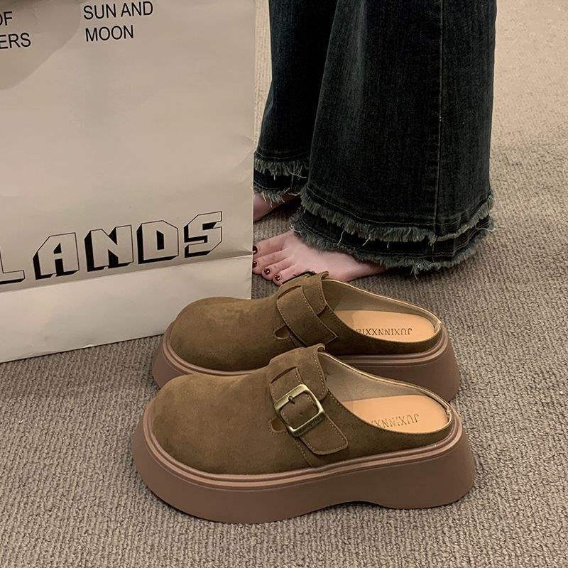 Slip-On mule s debelim đonom za povećanje visine | PU gornji dio, pjenasti đon, lagane, protuklizne, proljeće 2024, ležerni stil