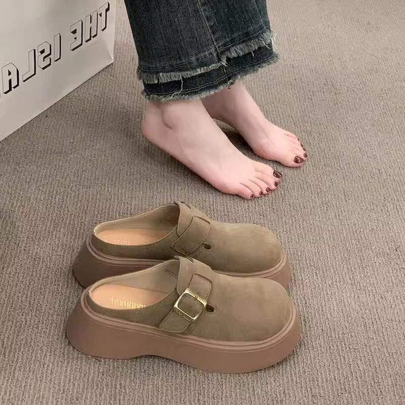 Slip-On mule s debelim đonom za povećanje visine | PU gornji dio, pjenasti đon, lagane, protuklizne, proljeće 2024, ležerni stil