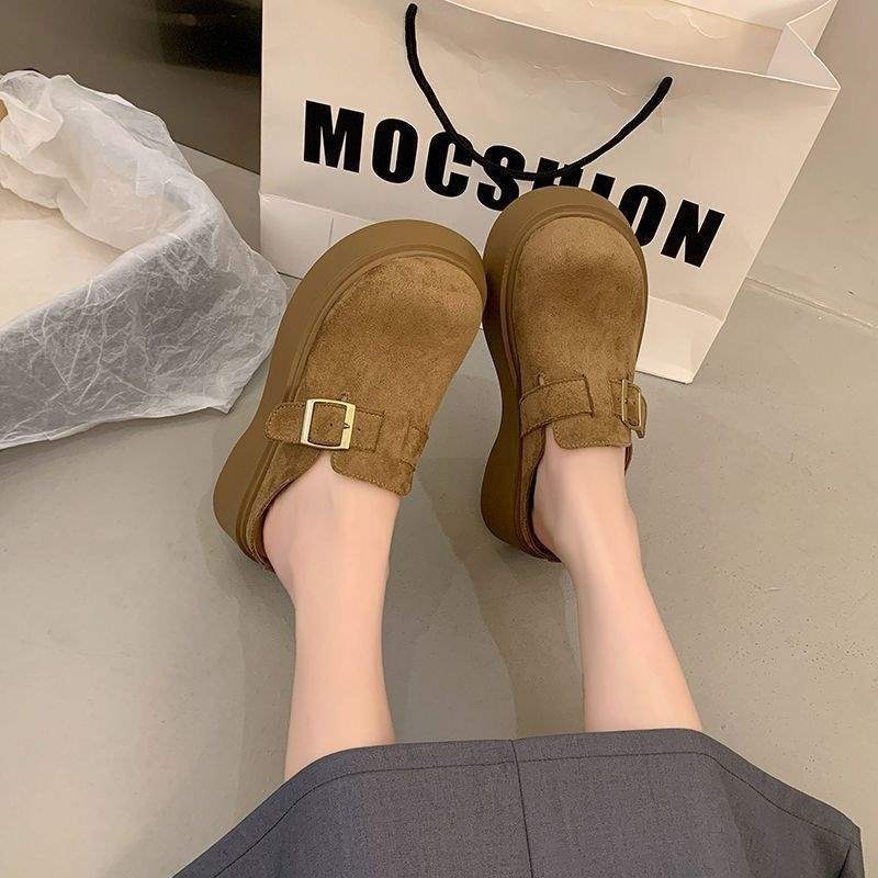 Slip-On mule s debelim đonom za povećanje visine | PU gornji dio, pjenasti đon, lagane, protuklizne, proljeće 2024, ležerni stil