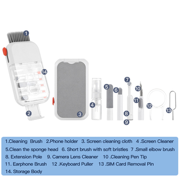 All-in-One tisztító készlet – modell Q14, ABS anyag, univerzális kompatibilitás, súly 85 g