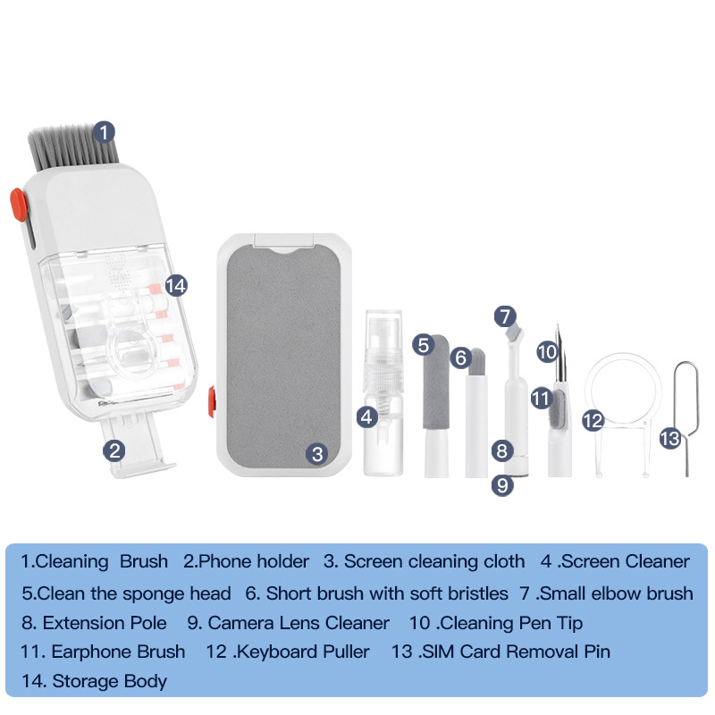 All-in-One tisztító készlet – modell Q14, ABS anyag, univerzális kompatibilitás, súly 85 g
