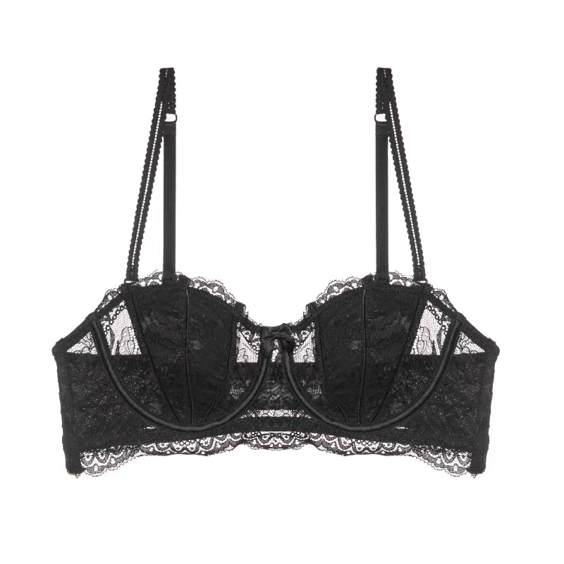 Čipkový push-up set podprsenky pre malé prsia, košíček 1/2, ultratenké tvarované košíčky, tvarovanie chrbta