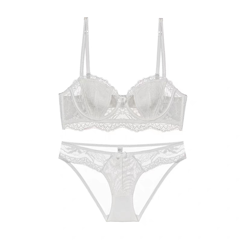 Čipkový push-up set podprsenky pre malé prsia, košíček 1/2, ultratenké tvarované košíčky, tvarovanie chrbta