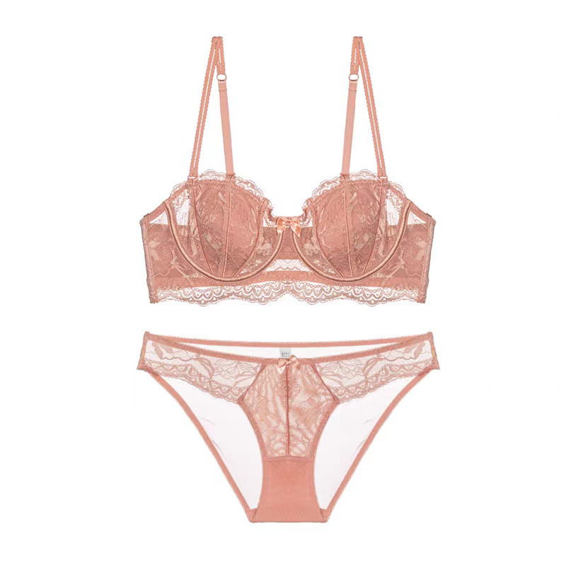 Čipkový push-up set podprsenky pre malé prsia, košíček 1/2, ultratenké tvarované košíčky, tvarovanie chrbta