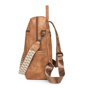 Дамска раница в корейски стил, PU материал, пролет 2025, ципово отваряне, джоб за лаптоп и джоб за камера