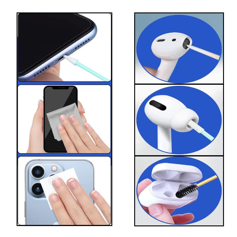 Vezeték nélküli Bluetooth fejhallgató tisztító készlet telefonokhoz, billentyűzetekhez és laptopokhoz – tisztító eszközök és alkoholtartalmú zacskó