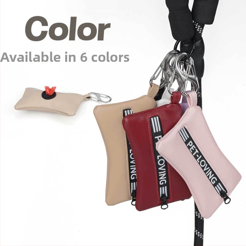 Wang Xingyu Dispenser portabil pentru saci de gunoi pentru câini, din piele PU — pentru plimbări