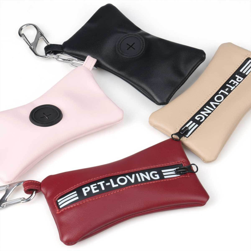 Wang Xingyu Dispenser portabil pentru saci de gunoi pentru câini, din piele PU — pentru plimbări