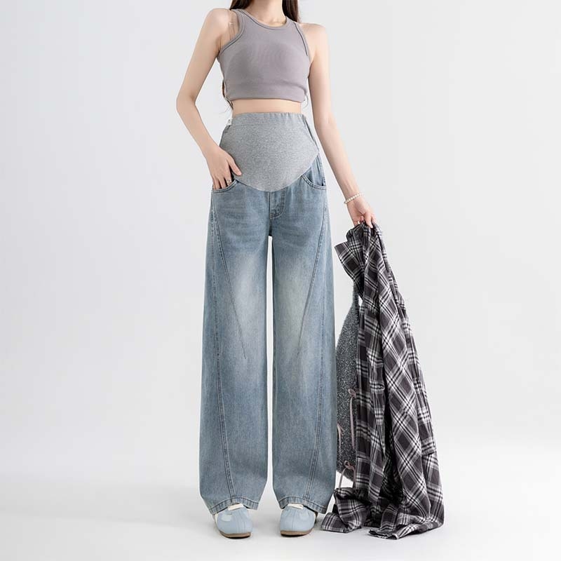 Traperice za trudnice od denima, slobodan kroj, duljina Nine-point, podrška trbuhu, 70–80% pamuk