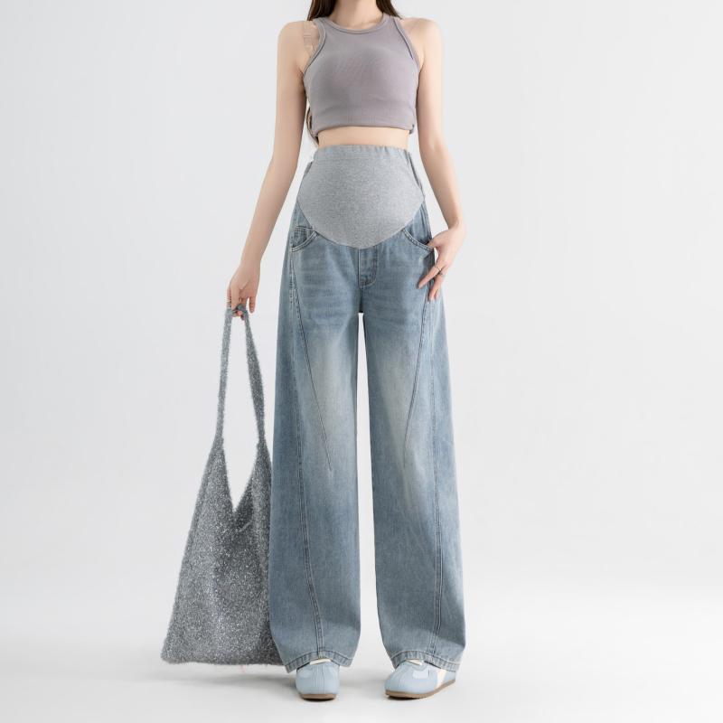 Traperice za trudnice od denima, slobodan kroj, duljina Nine-point, podrška trbuhu, 70–80% pamuk
