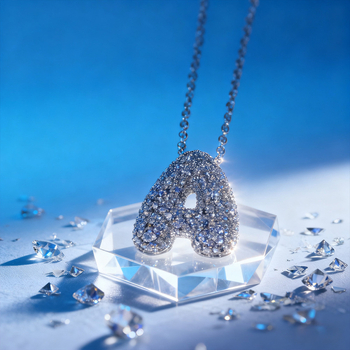 Огърлица от моисанит с висулка буква А, блестяща верига, стил лукс