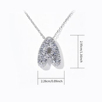 Огърлица от моисанит с висулка буква А, блестяща верига, стил лукс