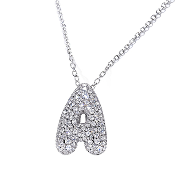 Огърлица от моисанит с висулка буква А, блестяща верига, стил лукс