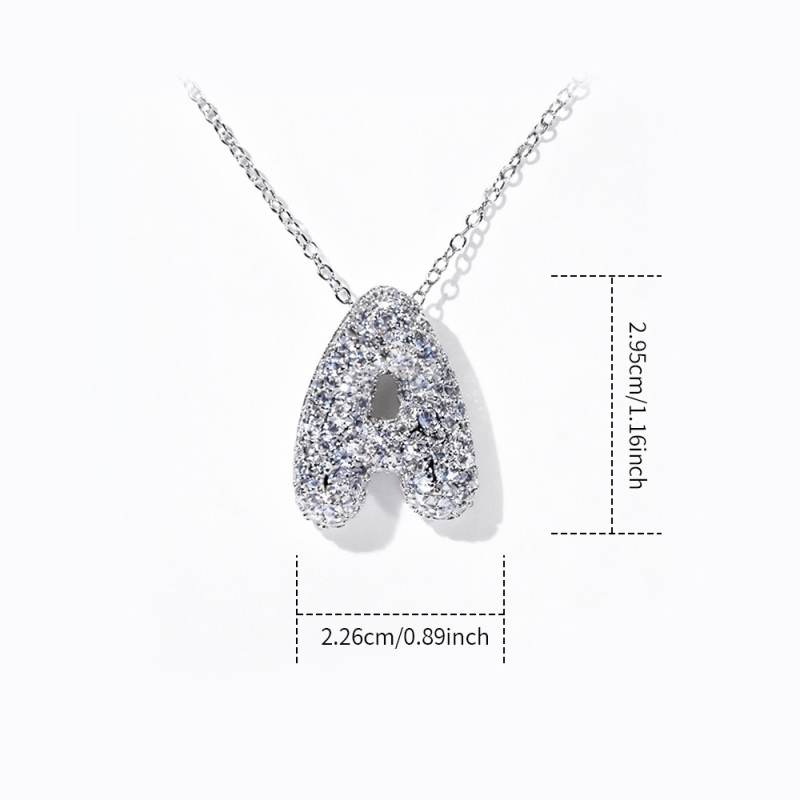 Огърлица от моисанит с висулка буква А, блестяща верига, стил лукс