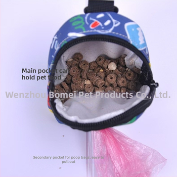 Geantă pentru plimbări cu câinele — buzunar pentru gustări, poliester, design cu deschidere plată, grosime normală